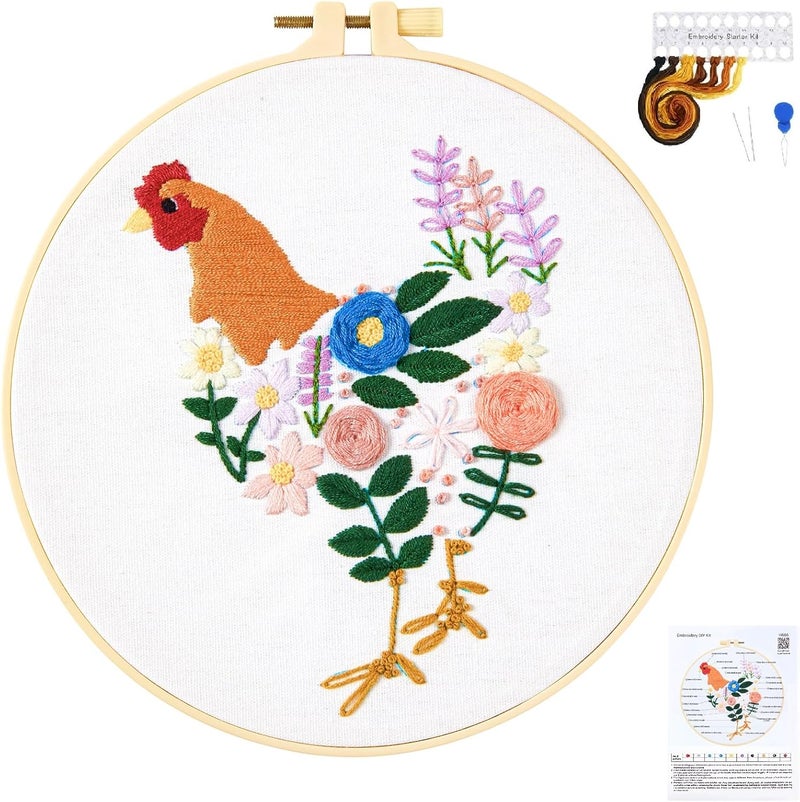 Crafmanoe Hand Embroidery Kits for Beginners Adults, Floral Stamped Cross Stitch Kits for Beginners Adults, Funny Embroidery Set Needlepoint Starter Kits, Embroidery Hoops, Fabric and Video Tutorial - Image 1